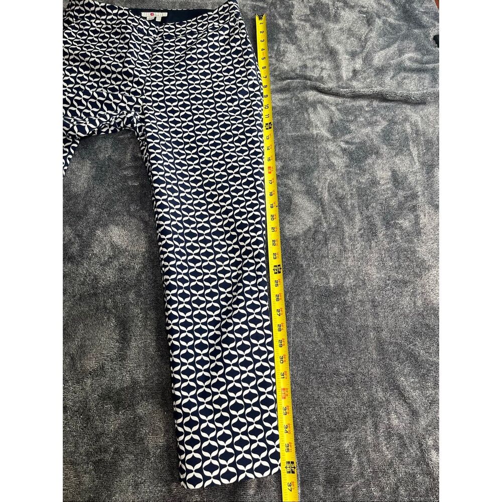 Boden Women’s Navy Blue White Geometric Print Straight Leg Pants Size 8R UK12R - Picture 7 of 9